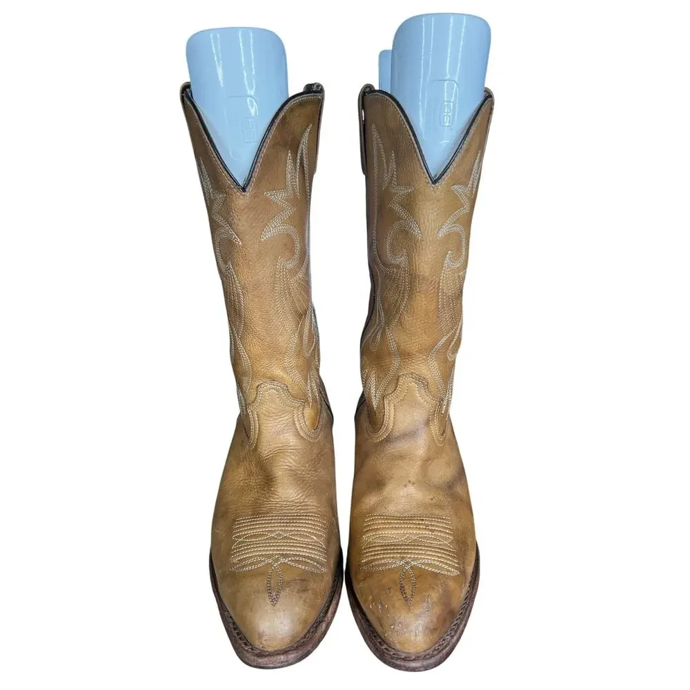 Vintage Durango Men’s Brown Leather Wide Western Cowboy Boots Size US 9 EE